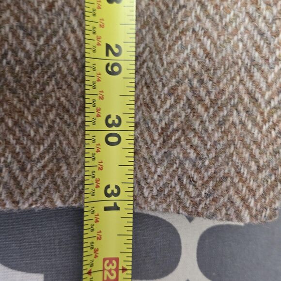 Vtg Harris Tweed Blazer Mens 42 Med Brown Herringbone Wool Jacket Unstructured - Picture 16 of 16